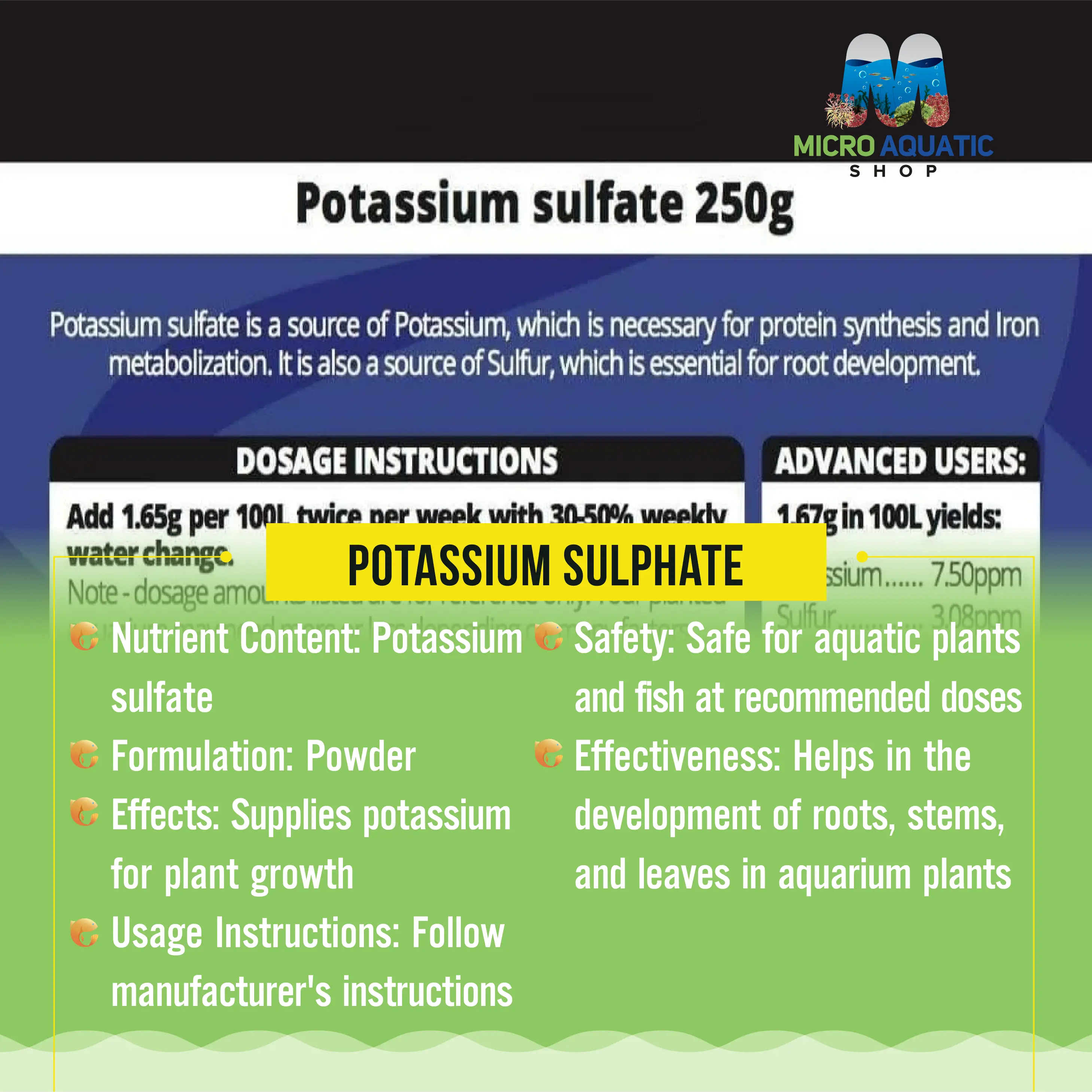 Potassium sulphate Micro Aquatic Shop