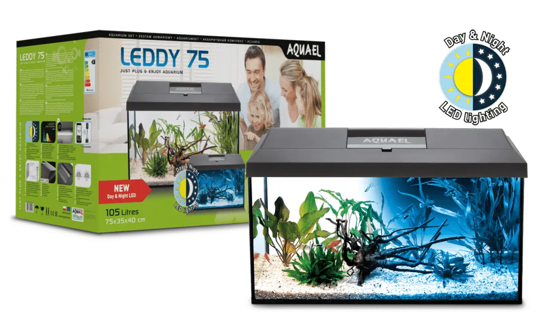 Aquael Leddy Day & Night 75 Black Aquarium Set Micro Aquatic Shop