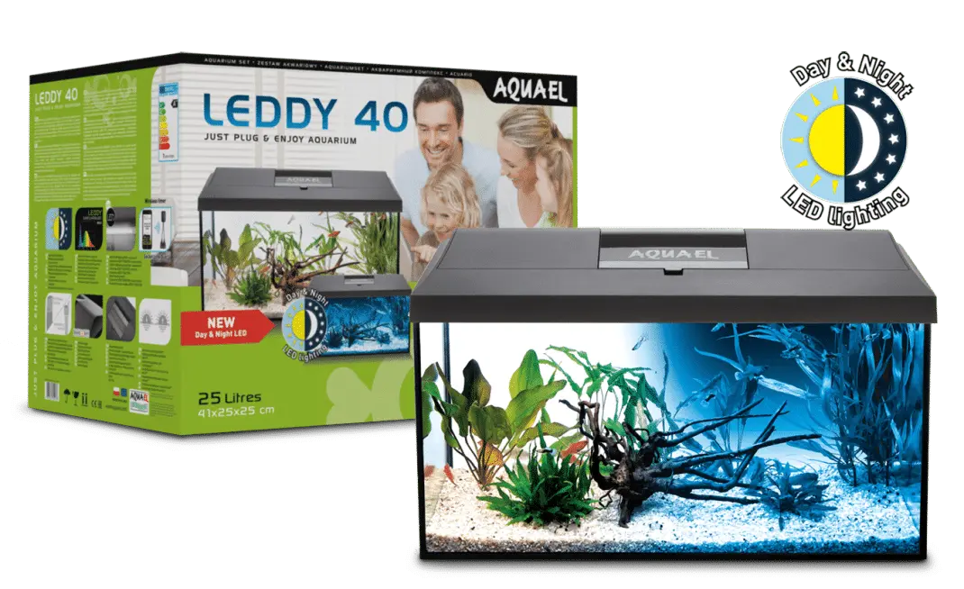 Aquael Leddy Day & Night 40 Black Aquarium Set Micro Aquatic Shop
