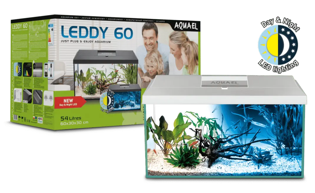 Aquael Leddy Day & Night 60 White Aquarium Set Micro Aquatic Shop