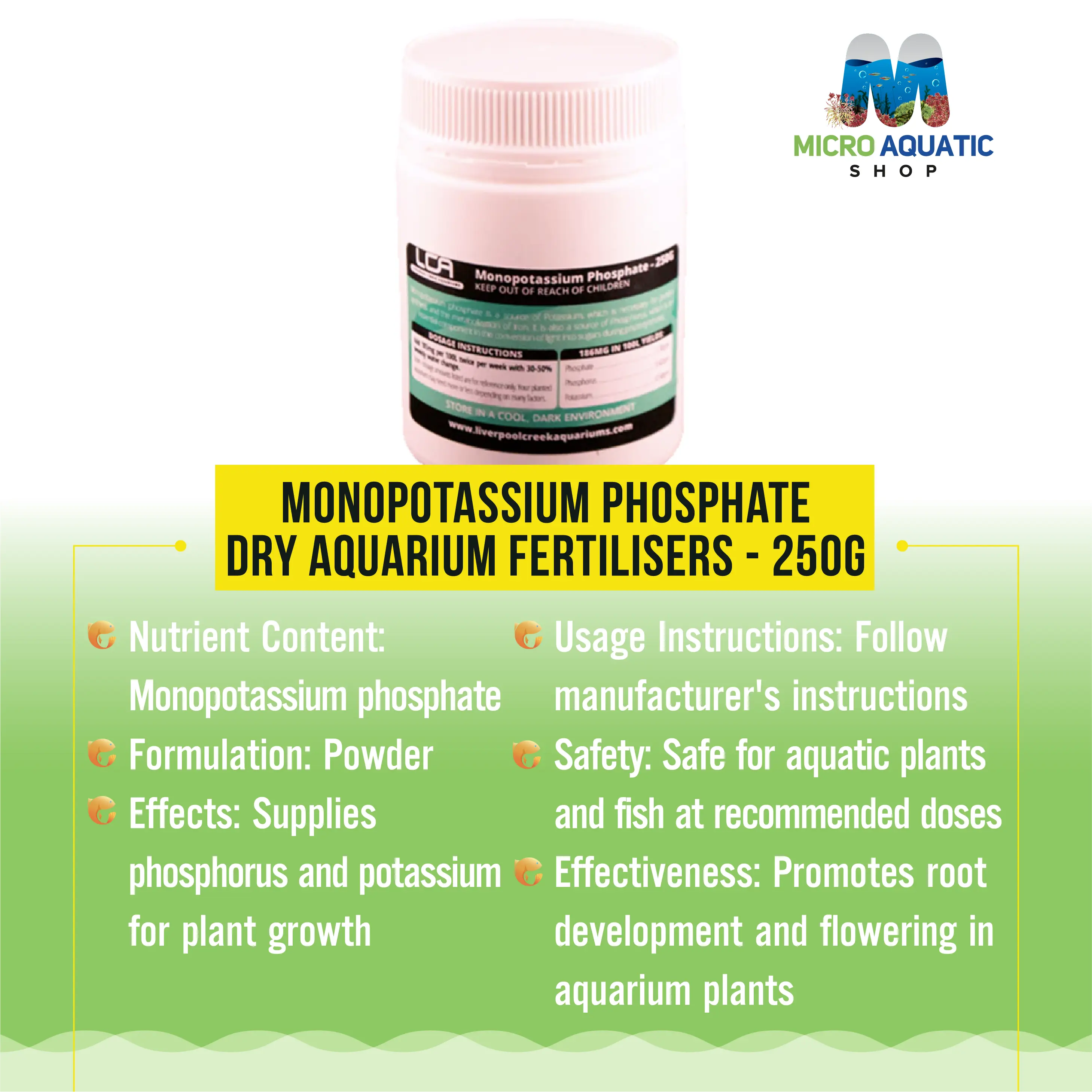 Monopotassium Phosphate - Dry Aquarium Fertilisers - 250g Micro Aquatic Shop