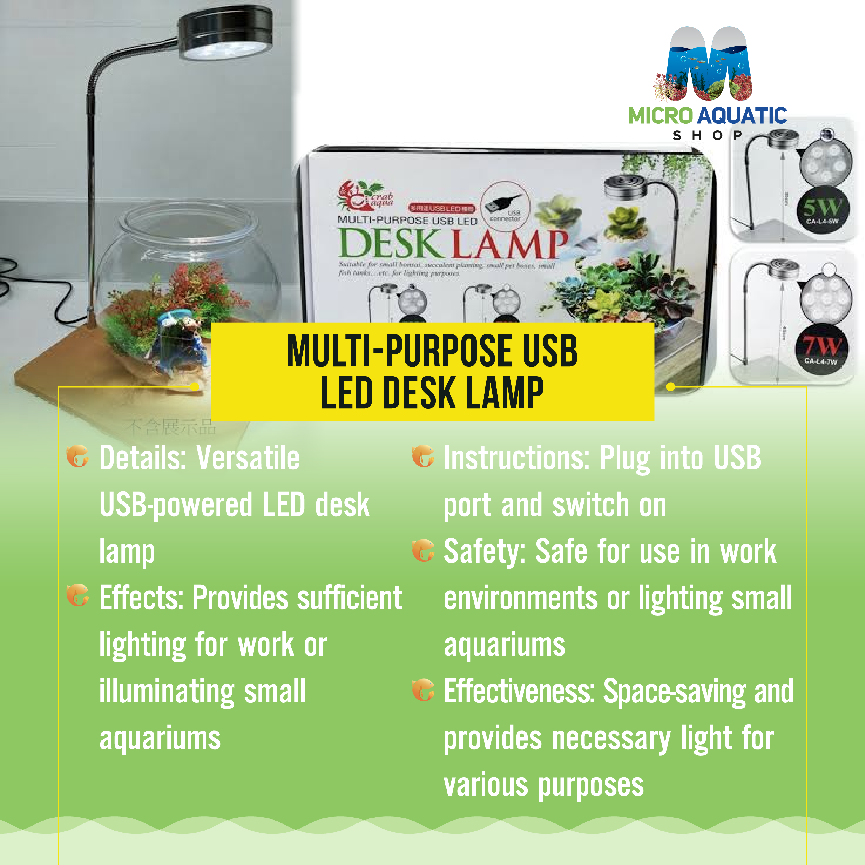Multi-purpose usb led desk lamp