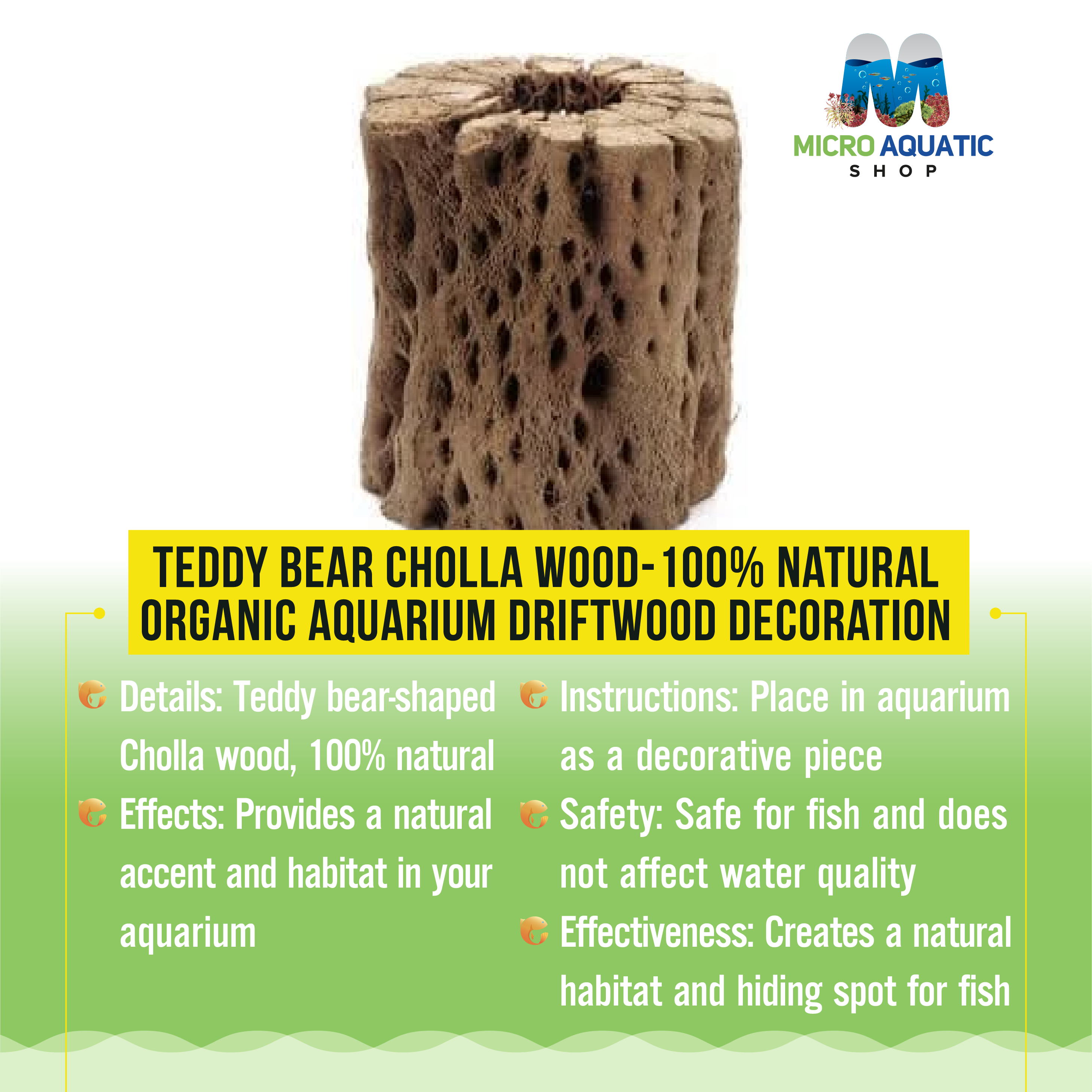 Teddy Bear Cholla Wood-100% Natural-Organic Aquarium Driftwood Decoration