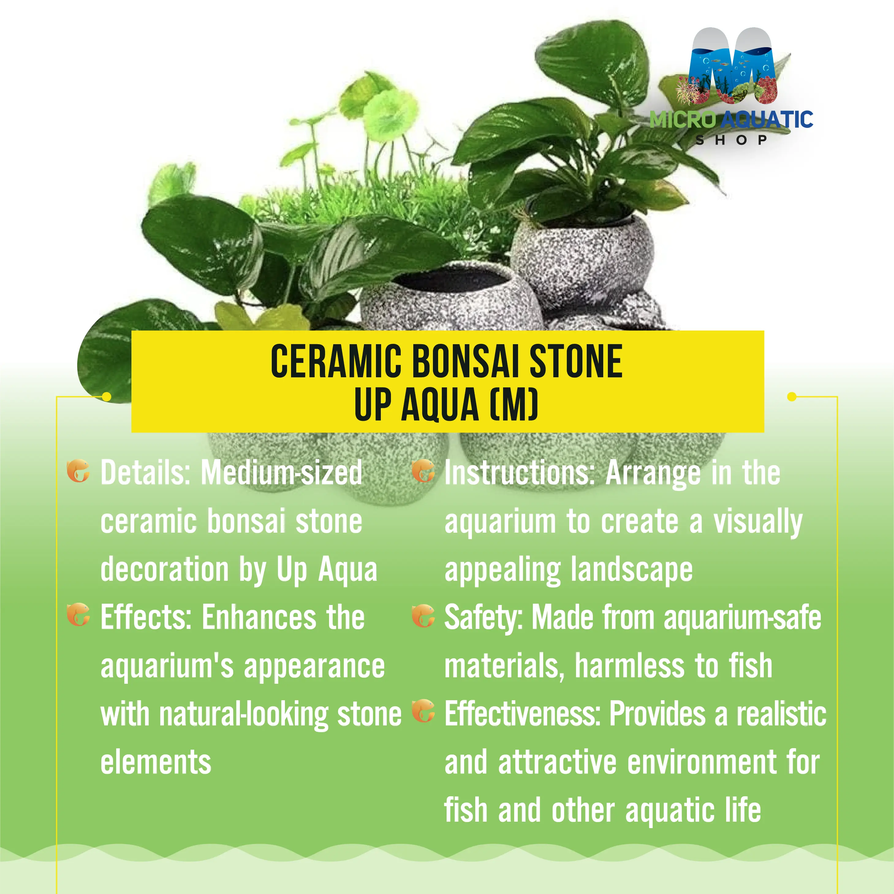 Ceramic Bonsai Stone Up Aqua (M) Micro Aquatic Shop