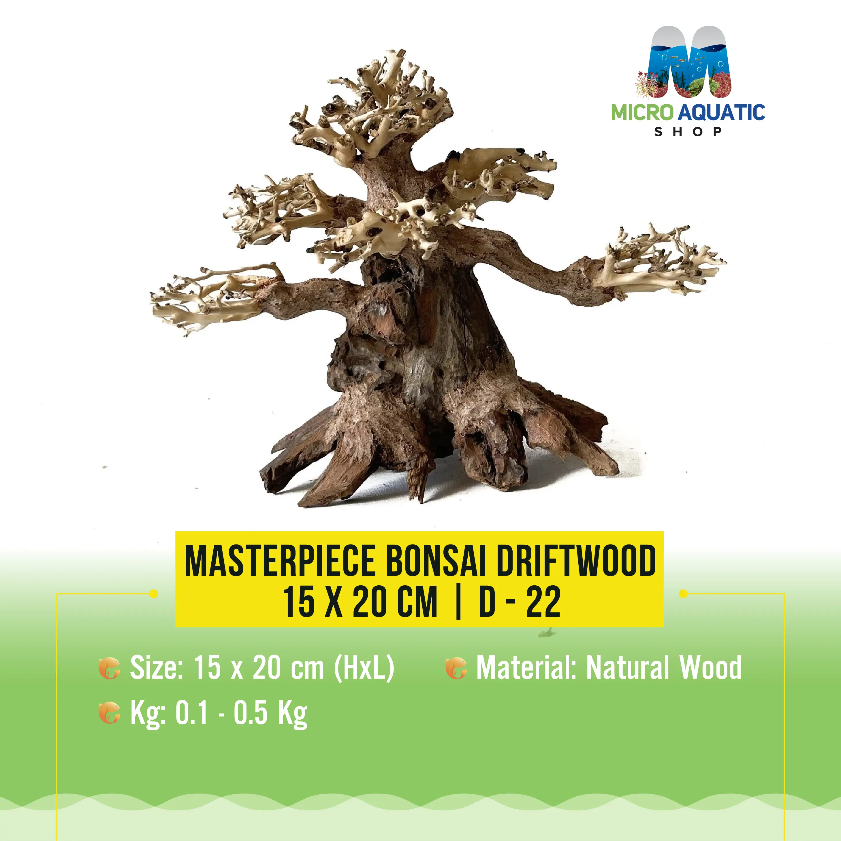 Masterpiece Bonsai Driftwood - 15 x 20 cm | D - 22 Micro Aquatic Shop