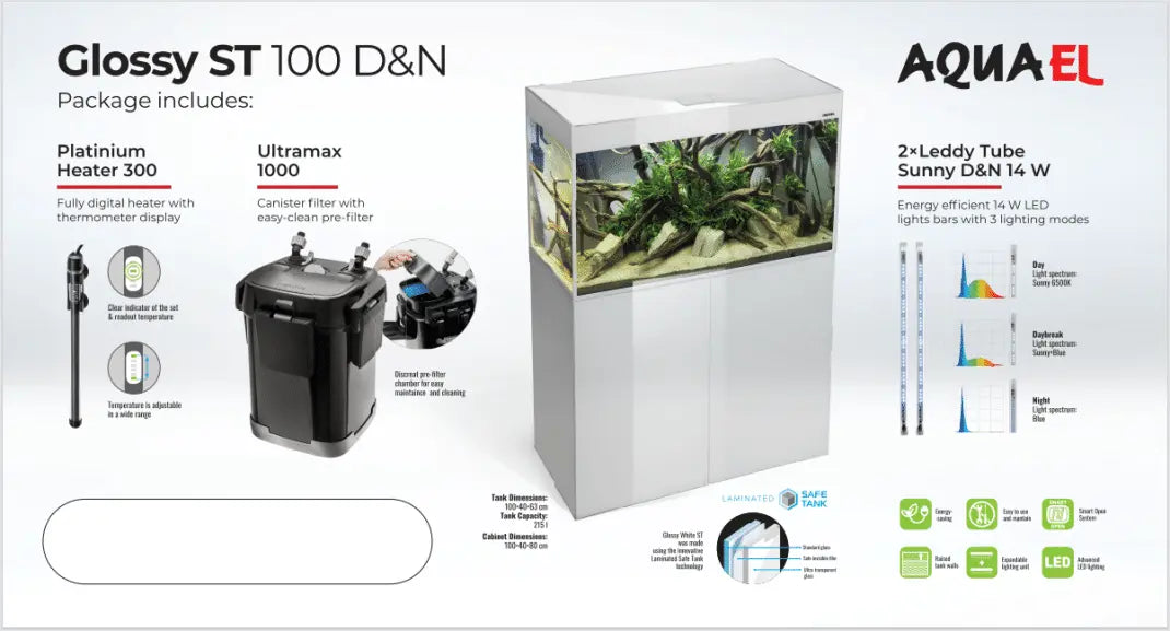 Aquael Glossy 100 White Package Micro Aquatic Shop