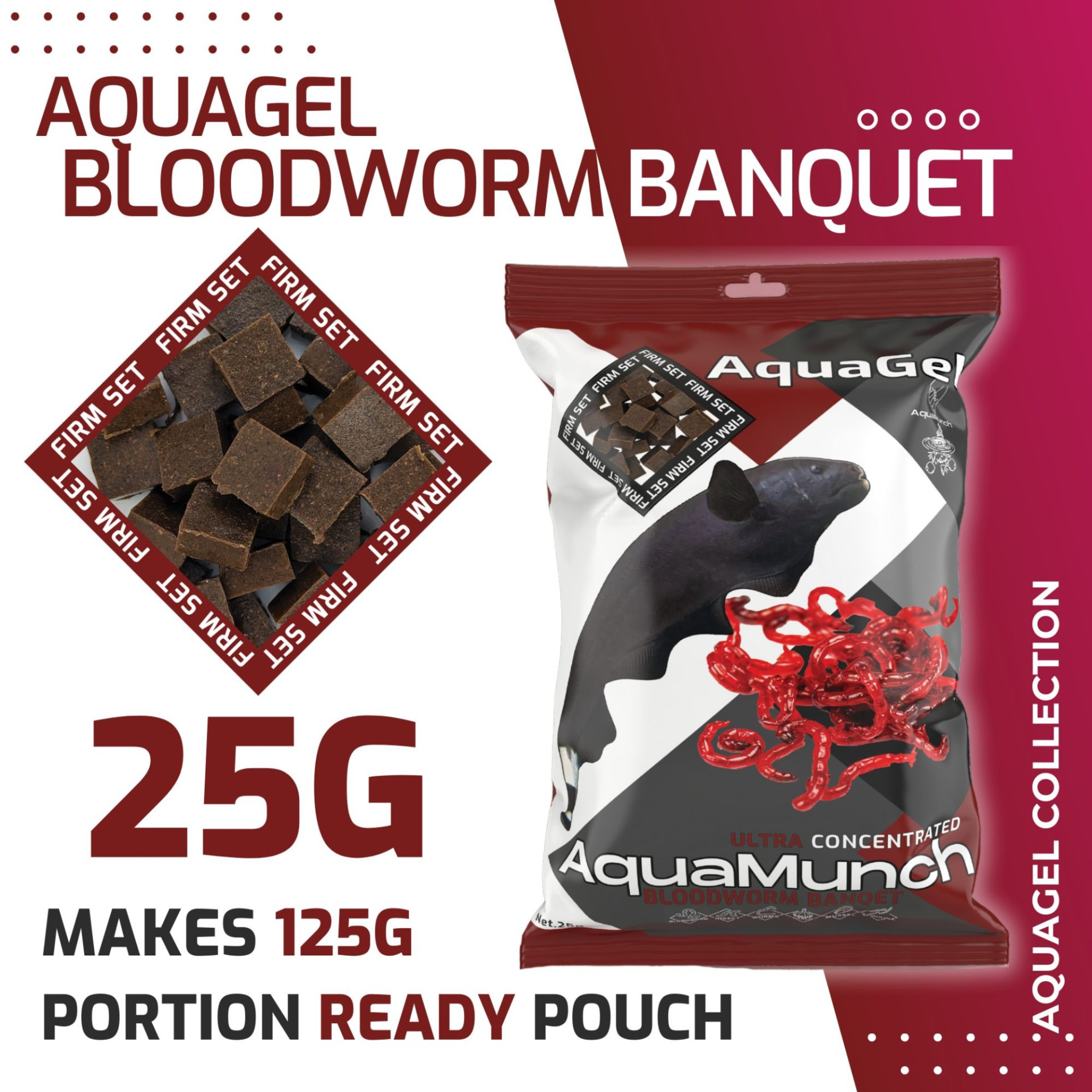 AquaMunch AquaGel Bloodworm Banquet 25G Ready Portion Aqua Munch