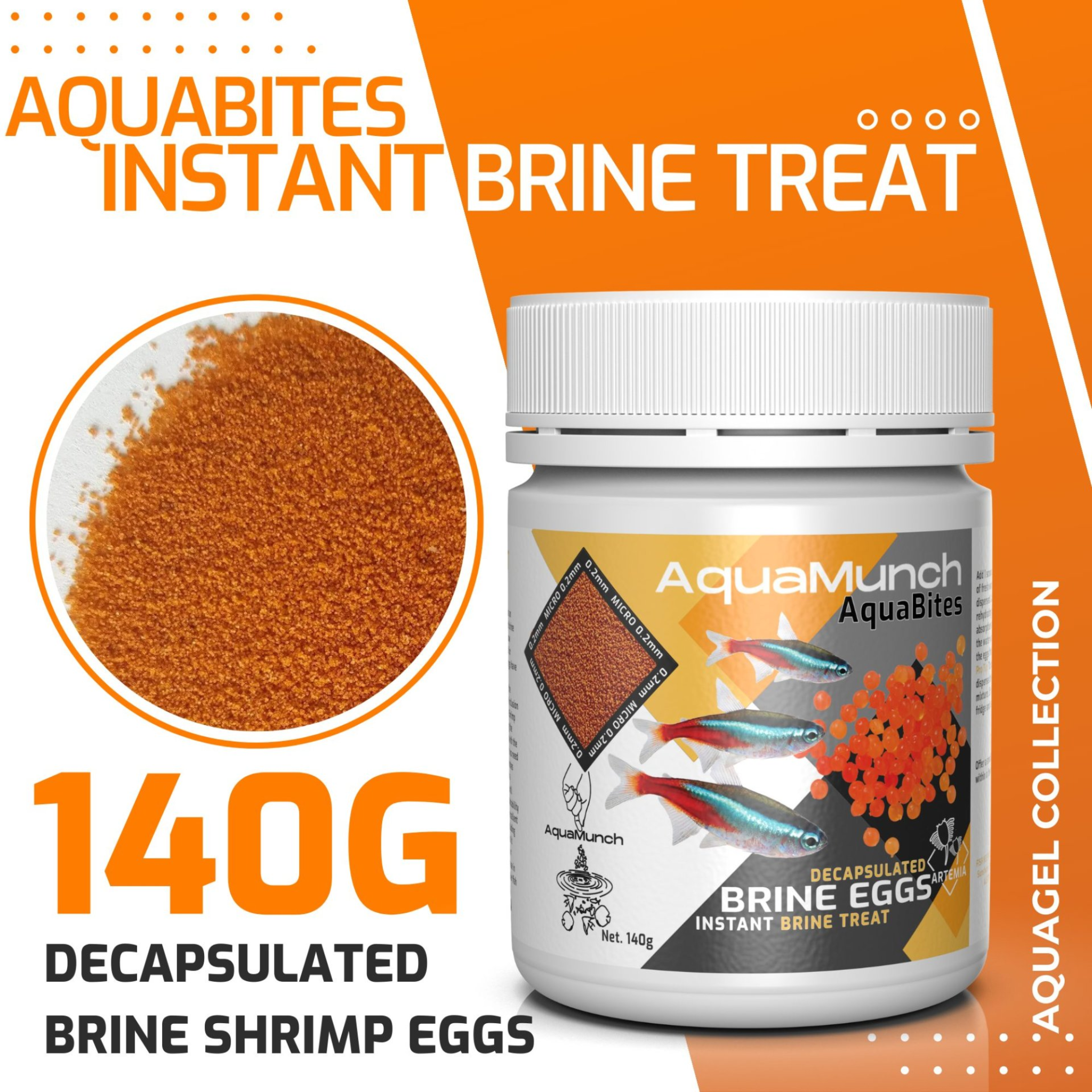 AquaMunch AquaBites Decapsulated Brine Shrimp Eggs 140g Aqua Munch