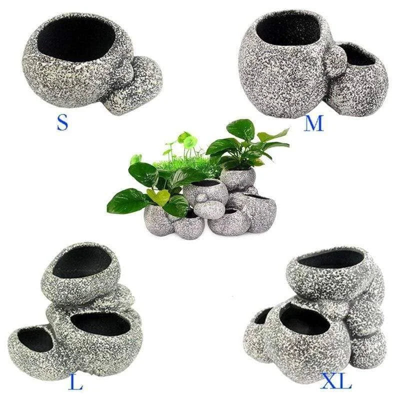 Ceramic Bonsai Stone Up Aqua (M)