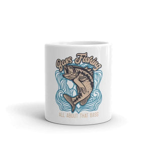 White glossy Base Fishing mug