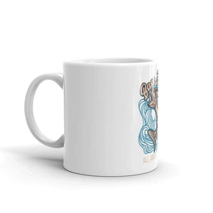 White glossy Base Fishing mug