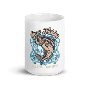White glossy Base Fishing mug