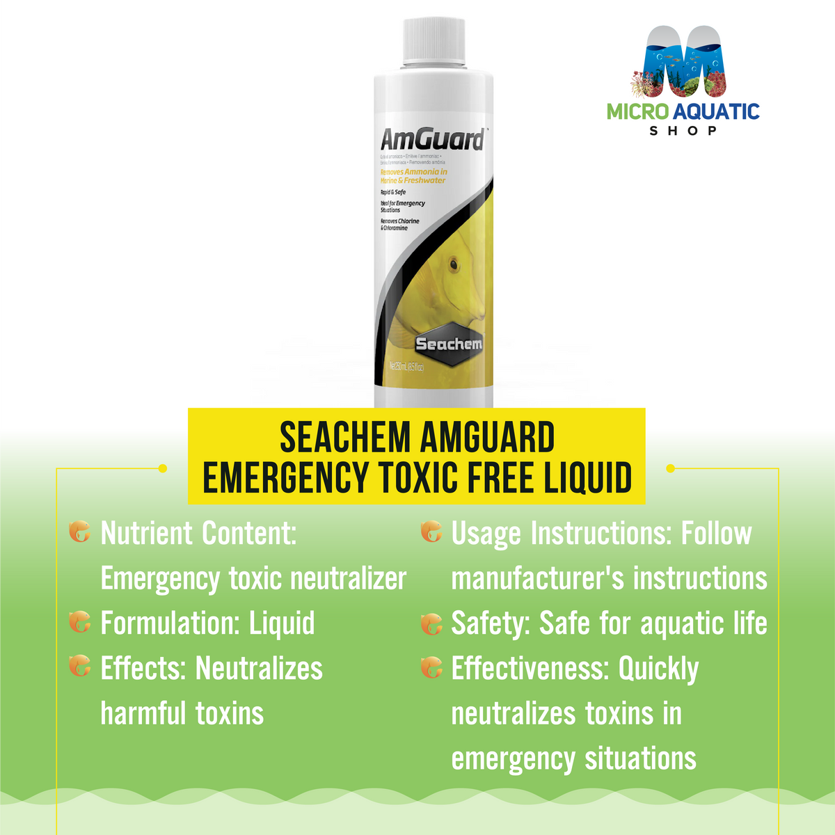 Seachem AmGuard - Emergency Toxic Free Liquid
