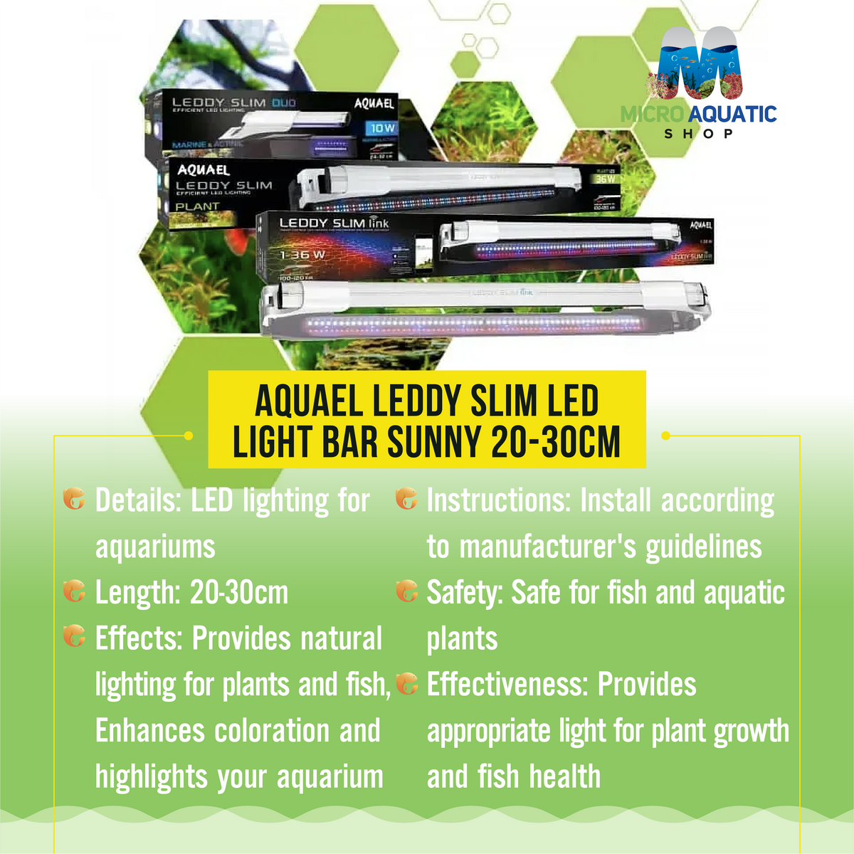 Aquael Leddy Slim LED Light Bar Sunny 20-30cm