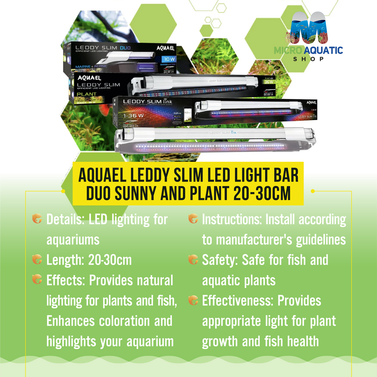 Aquael Leddy Slim LED Light Bar Duo Sunny and Plant 20-30cm