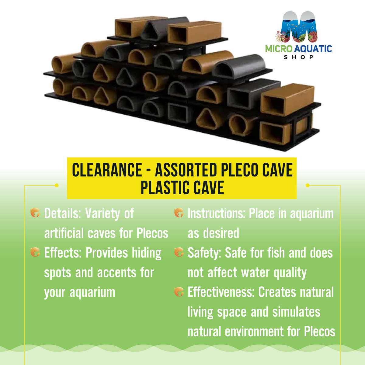 Clearance - Assorted Pleco Cave - Plastic Cave