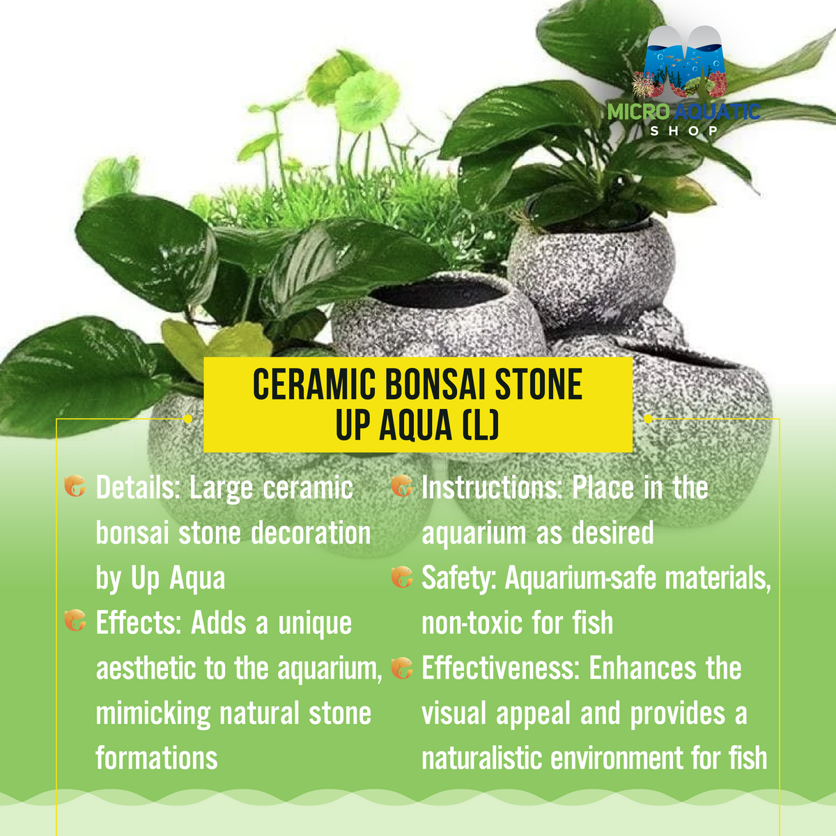 Ceramic Bonsai Stone Up Aqua (L)