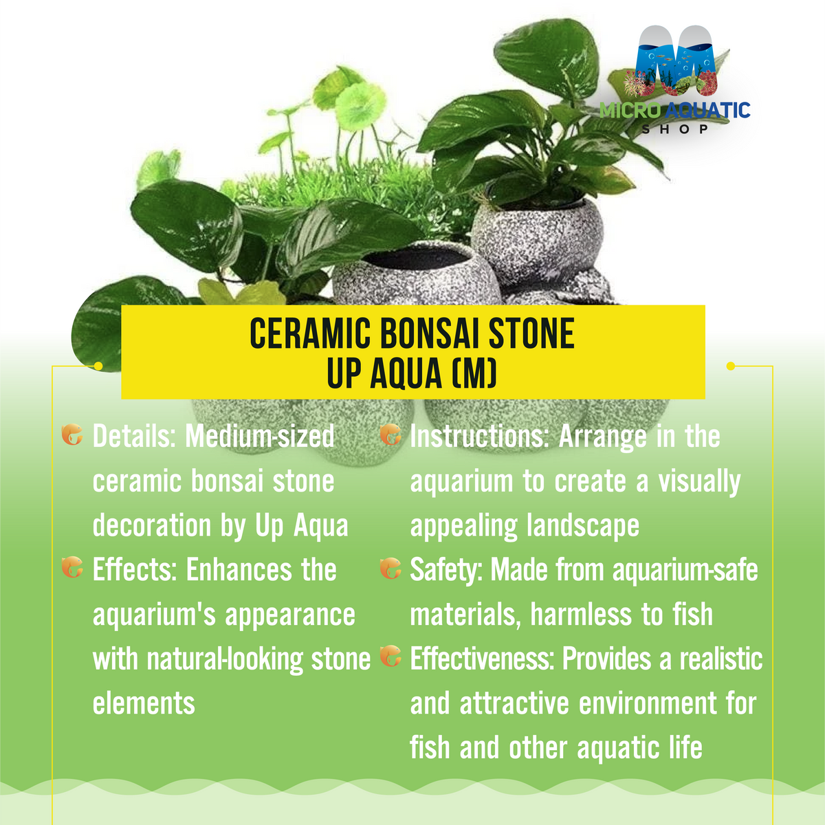 Ceramic Bonsai Stone Up Aqua (M)