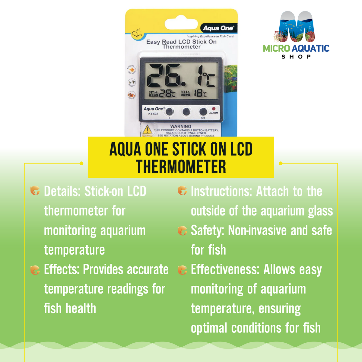 Aqua One Stick On LCD Thermometer