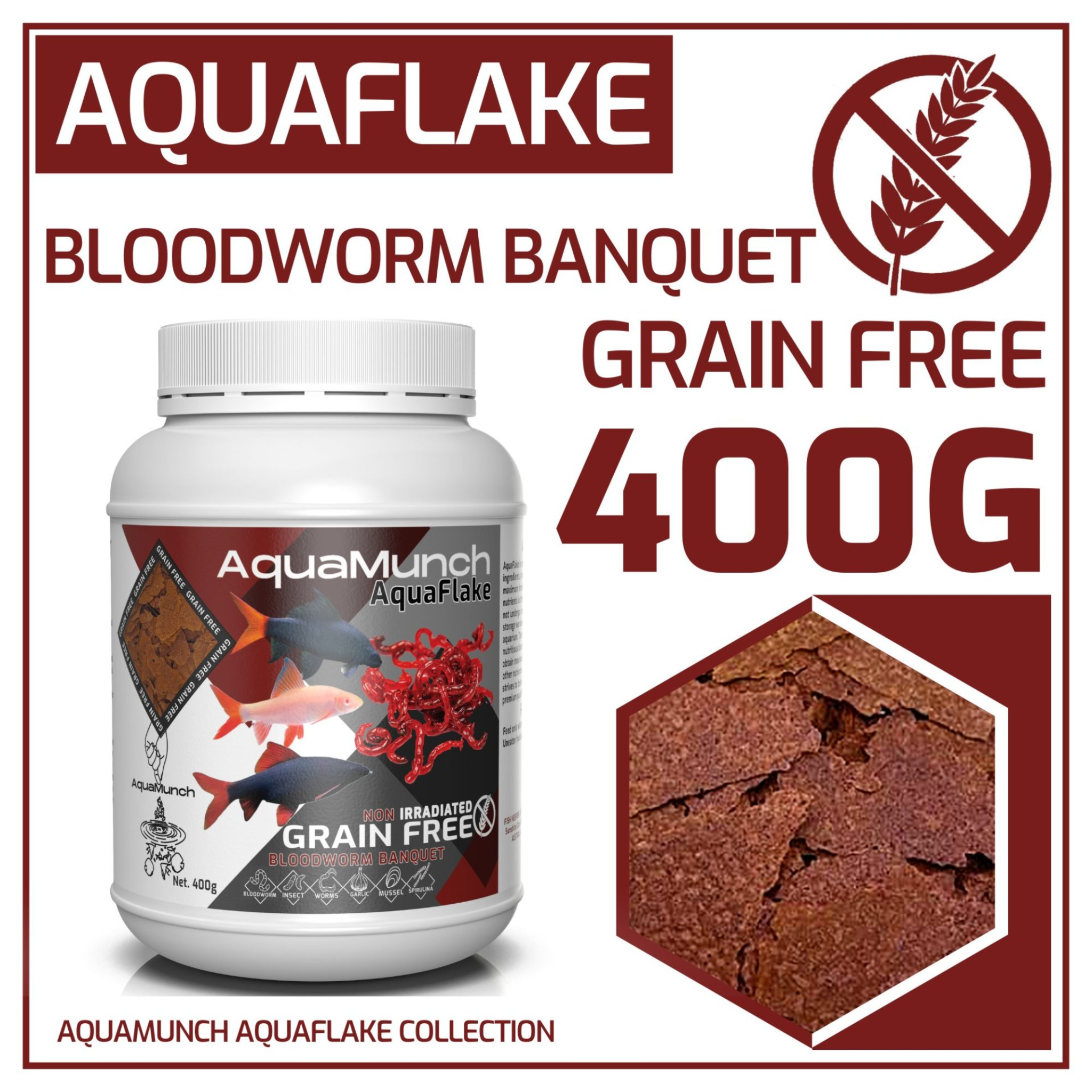 AquaMunch AquaFlake Bloodworm Banquet Flake Aqua Munch