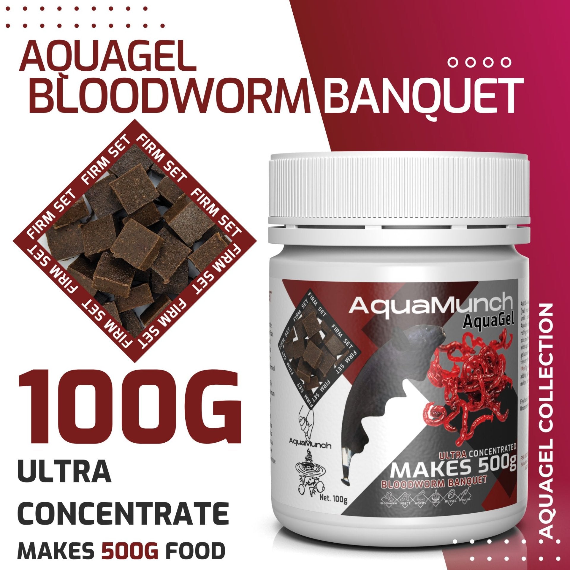 AquaMunch AquaGel Bloodworm Banquet 100G "Makes 500g" Aqua Munch