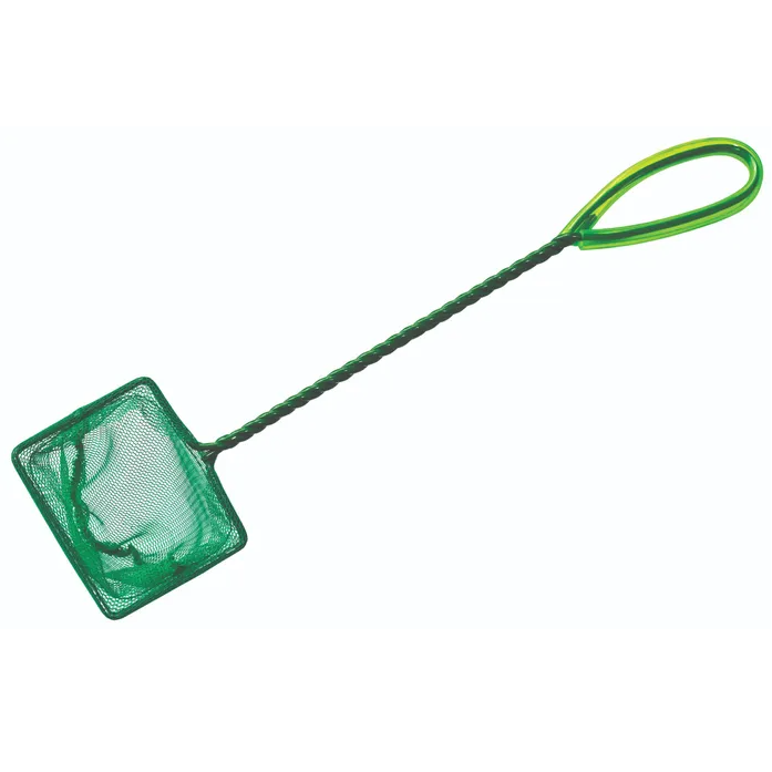 Green 3-inch aquarium fish net with a loop handle.