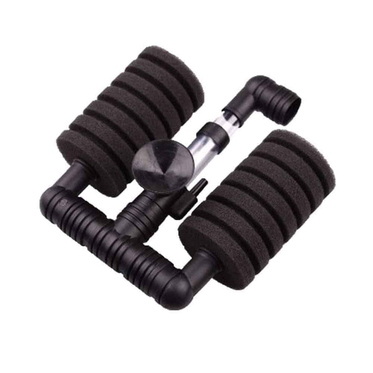 XY-2831 small twin sponge aquarium filter on a white background.