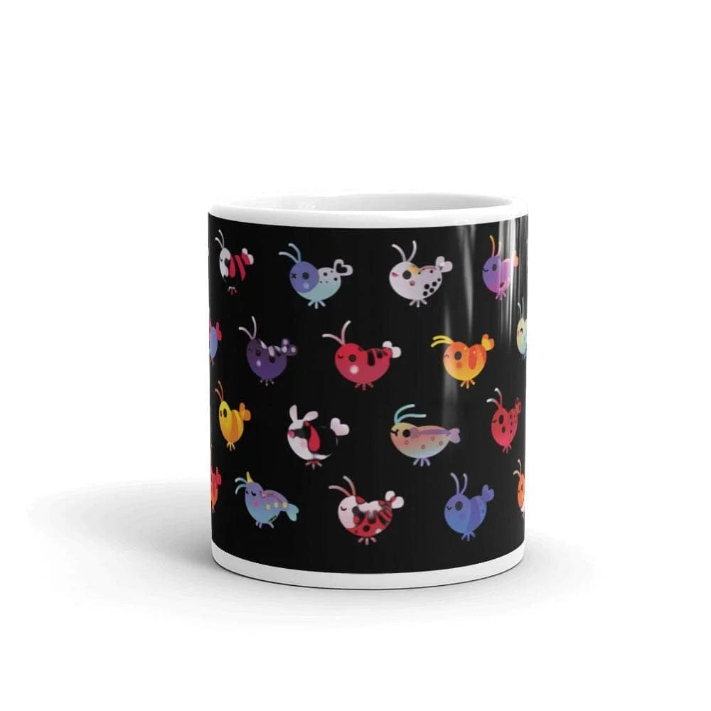 White glossy Colorful Shrimps mug