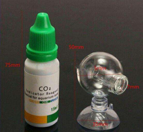 Exoaquaristic Aquarium Accessories CO2 Glass Drop Checker with 10ml Test Liquid Indicator Reagent Tester Glass Drop Ball